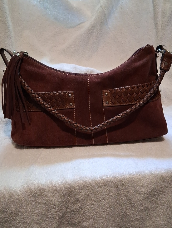Fossil Handbags - Fossil Brown Suede Braid I 7ed Shoulder Bag with Tassel